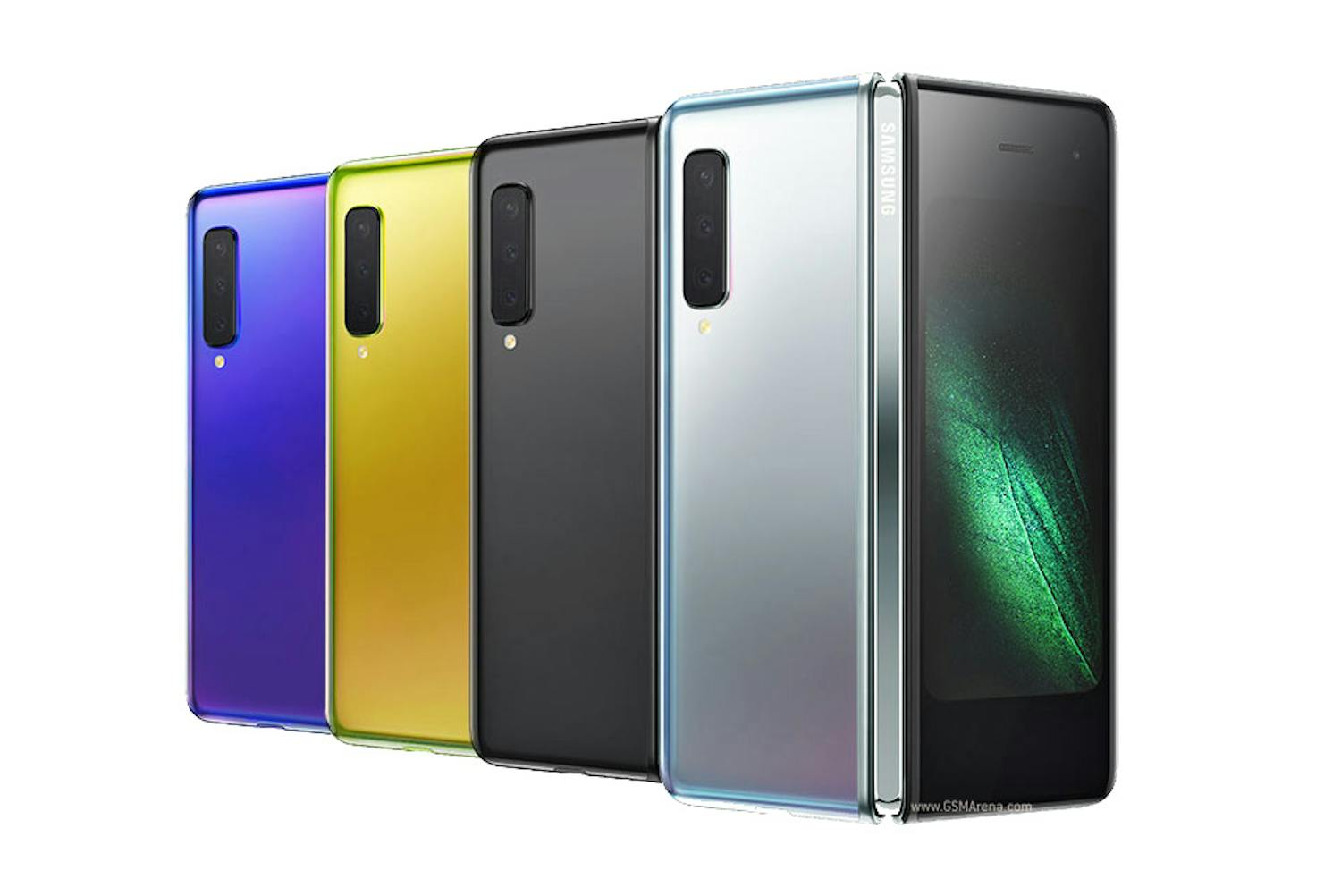 Bilde av Samsung Galaxy Fold i fire forskjellige farger